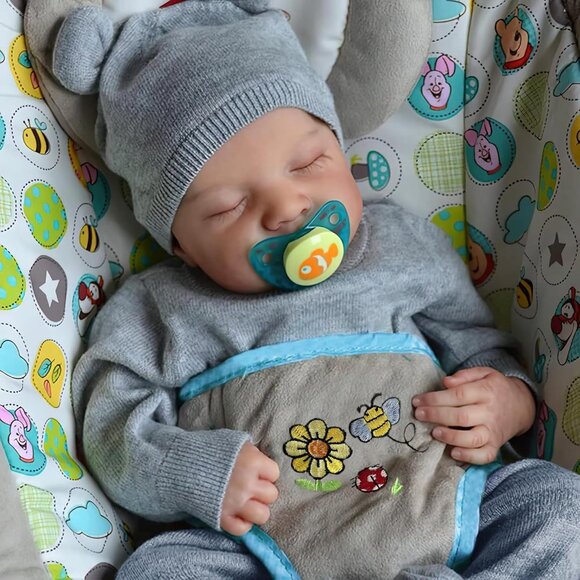 🆕18 inch Full Cloth Body With Vinyl Limbs Baby Doll Levi-Blue Reborn Baby Girl - Picture 1 of 6